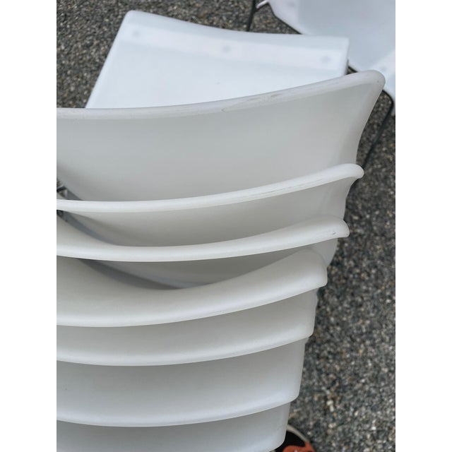 Set of 8 Vintage Chrome Dining /Office Stackable White Vinyl Chairs