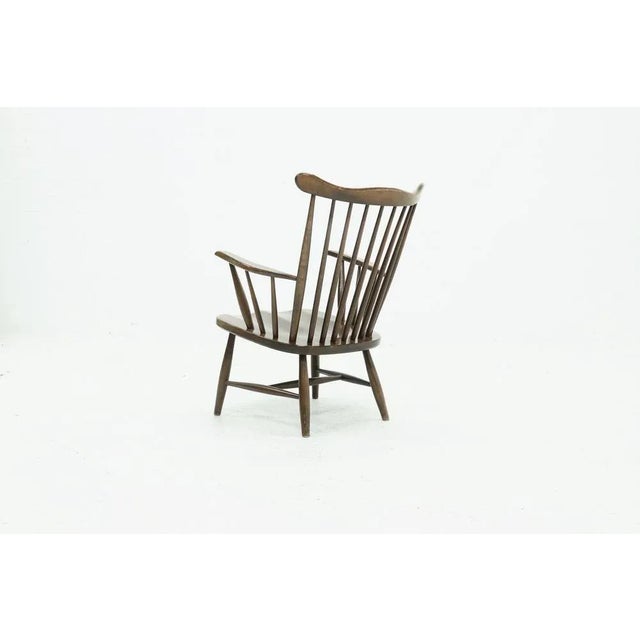 Wood Scandinavian Spindle Back Armchair, 1960s For Sale - Image 7 of 10