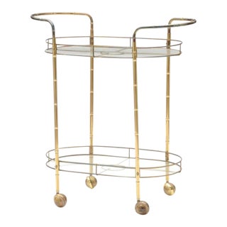 Vintage Brass Bar Cart For Sale