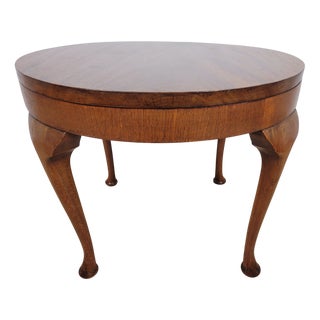 Vintage Circular Coffee Table in Mahogany with Cabriole Legs, 1970s For Sale