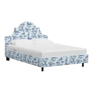 Red from Scalamandre crafted by Cloth & Company Geneva Full Platform Bed, Blue Toile
