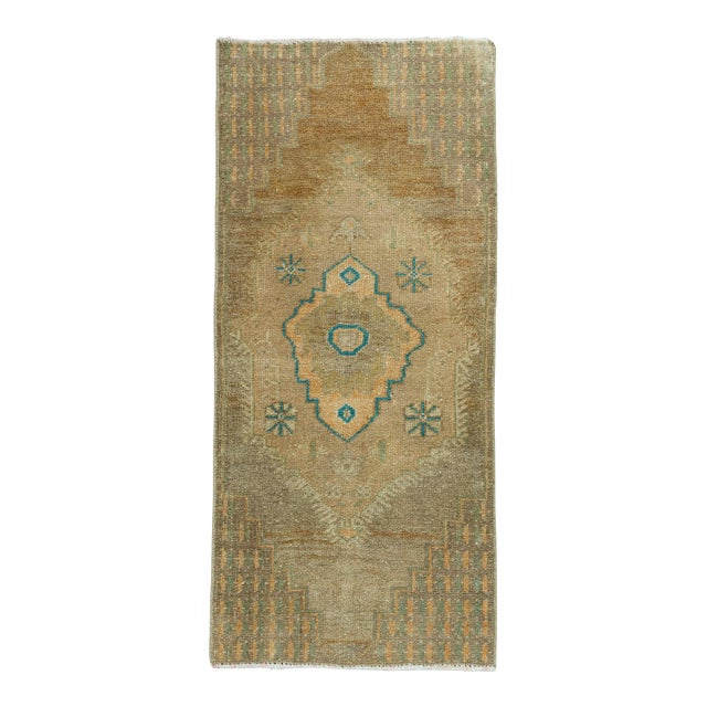 Turkish Mini Rug Oriental Hand Knotted Vintage Rug 1'5" x 3'1" #20767 For Sale