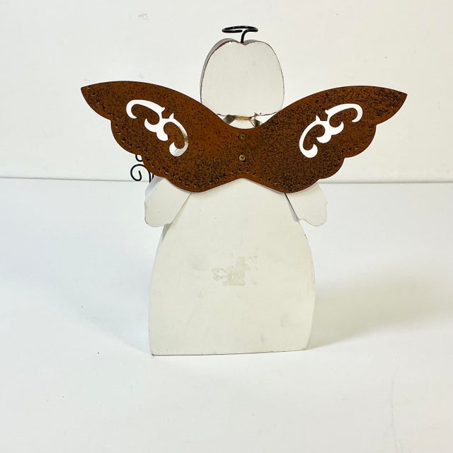 1990s Vintage Boho Chic Arts & Crafts Valentine Angel - Love Warms Heart. For Sale - Image 6 of 9