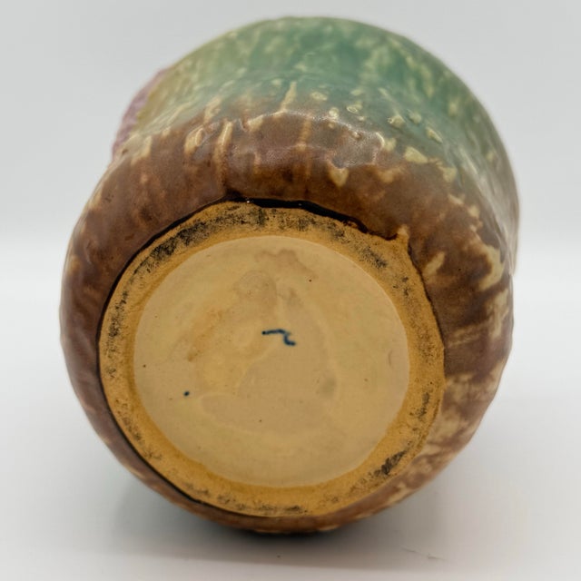 Art Nouveau Wisteria Art Pottery Vase With Handles, Early 20th Century Relief Floral For Sale - Image 4 of 7