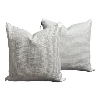 Contemporary Maison De Vacances Parisian Designer Linen Pillows - a Pair For Sale