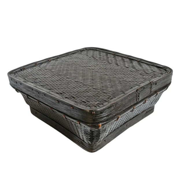 Mid 20th Century Vintage Akha Thai Square Basket For Sale - Image 5 of 5