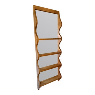 Late 20th Century Blond Wood Hanging Mirror Shelf For Sale