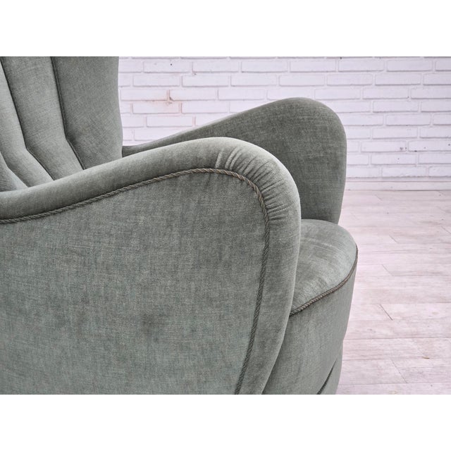 Danish High-Back Relax Chair in Velour and Ash, 1960s For Sale - Image 18 of 18