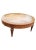 Wood Mid Century Modern Mahogany With Stenciled Leather Top Round Coffee Table For Sale - Image 7 of 7