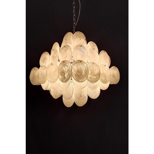 Vintage murano chandelier, mazzega style, 1980s. Beautiful square chandelier with 7 glass tiers. The glass is made of...