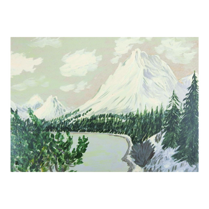 1940s Outsider Folk Art Mountain Landscape Painting