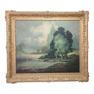 “A Lazy Day” (1939) by G. Patterson – Signed Original Oil on Canvas – Ornate Gilt Frame With Provenance & 1980 Appraisal For Sale