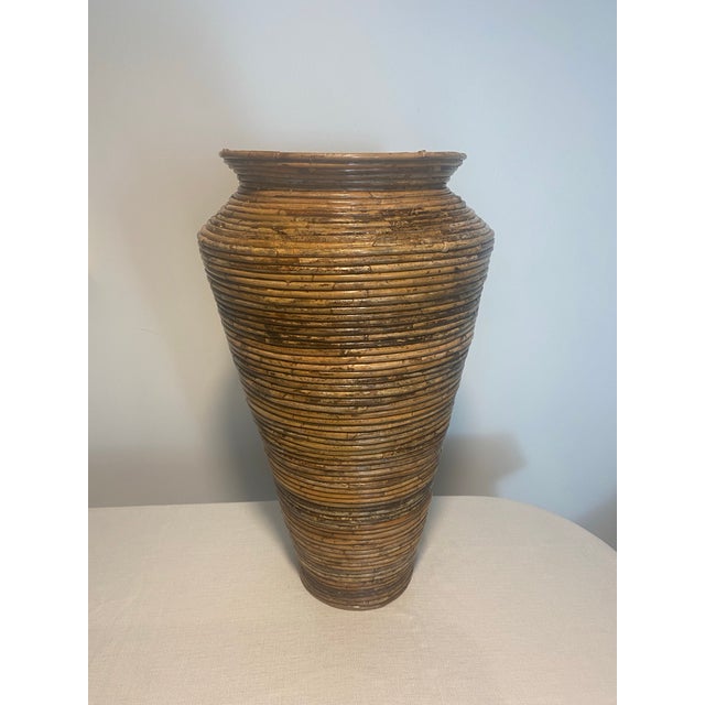 Vintage Italian Pencil Reed Floor Vase For Sale - Image 11 of 11