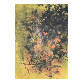 Hans Werner Kirchner, Abstraction (Black & Red Against Green), 1961, Watercolor For Sale