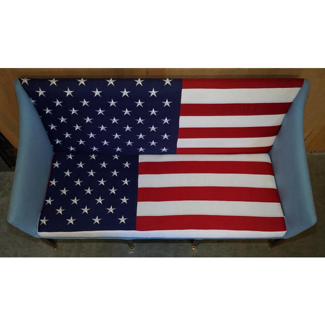 Antique Georgian Sofa Upholstered with American Flag Stars & Stripes, USA, 1820s For Sale - Image 6 of 18
