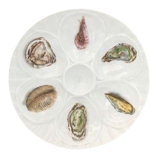 Vintage French Porcelain Oyster Plate For Sale