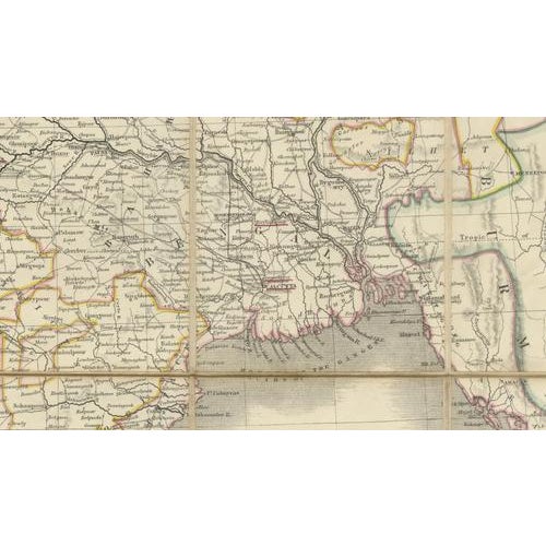 Textile Johnstons Travelling Map of India on Linen in Original Cloth, 1857 For Sale - Image 7 of 14