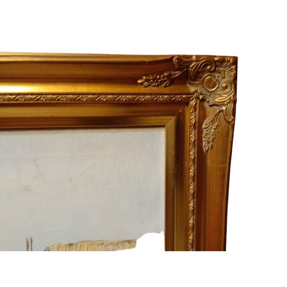 1970s Caroline Burnett Impressionist Painting With a Gilt Custom Frame For Sale - Image 4 of 5