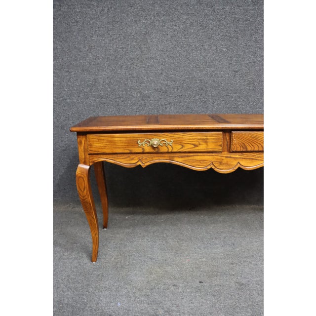 Henredon Oak Console Table With Drawers For Sale In Philadelphia - Image 6 of 14