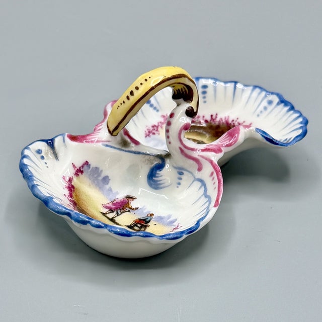 Ceramic Antique French Porcelain Double Salt Cellar Dish by Charles Field Haviland for Gérard, Dufraisseix & Morel, 1890s For Sale - Image 7 of 17