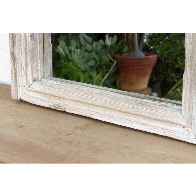 19th Century 42" Long Antique Sun Bleached Teak Mirror For Sale - Image 5 of 7