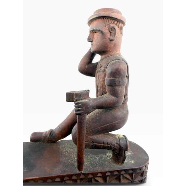 19th Century Slovak Črpák Shepherd’s Whey Cup With Figural Carved Handle For Sale - Image 13 of 17