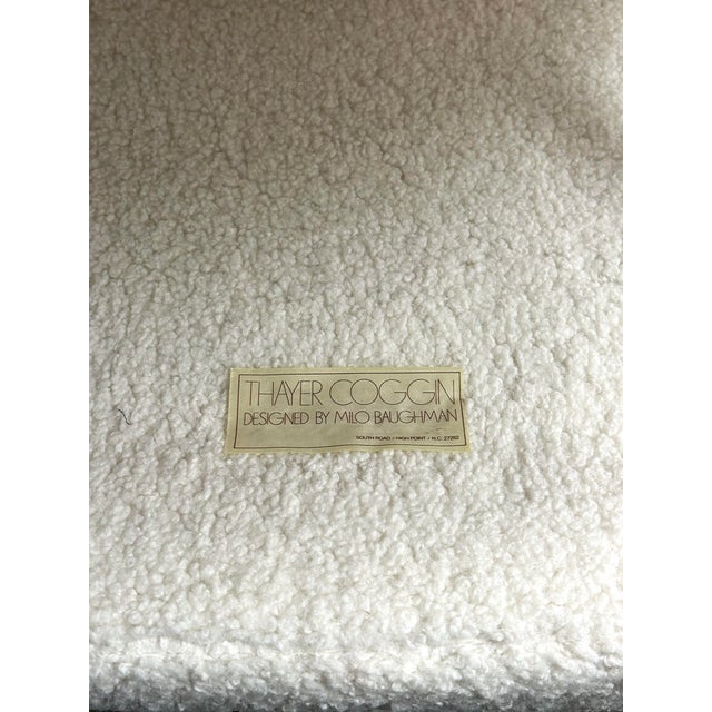 1960s Pair of Exceptional Mid Century Modern Chrome Milo Baughman for Thayer Coggin Swivel Lounge Chairs Newly Upholstered in Shearling Boucle For Sale - Image 10 of 12