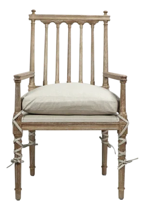 Matthew Izzo Home Barnaby Pine Wood Armchair With Beige Tie Cushion