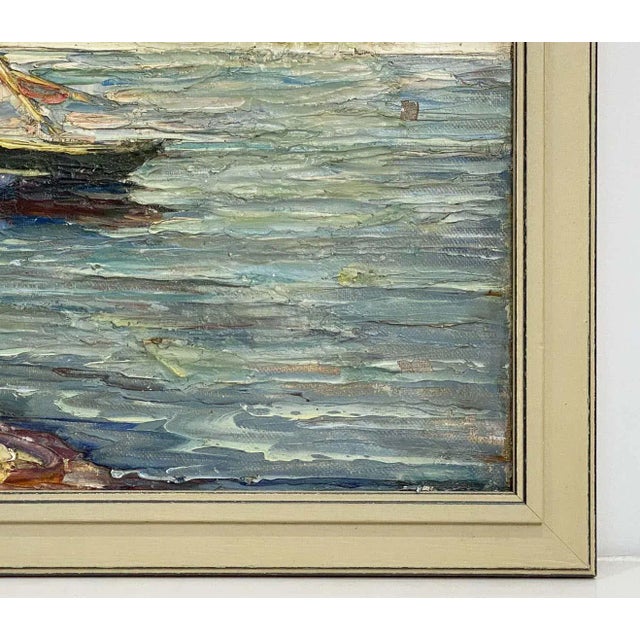 French Framed Oil Painting of Seaside Village by Maurice Barle For Sale - Image 9 of 13