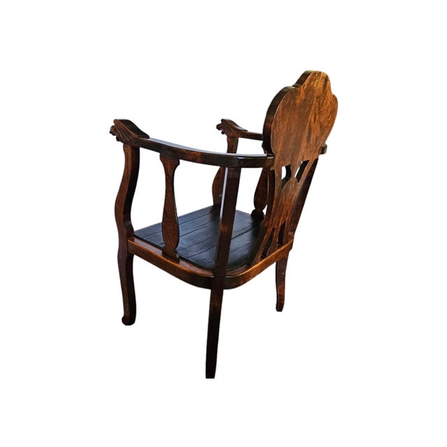 Late 19th Century Antique Throne Chair Carved Lion Head Arms For Sale - Image 11 of 12