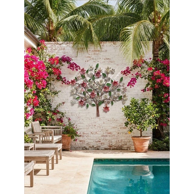 Vintage Metal Floral Tree Wall Sculpture For Sale - Image 10 of 12
