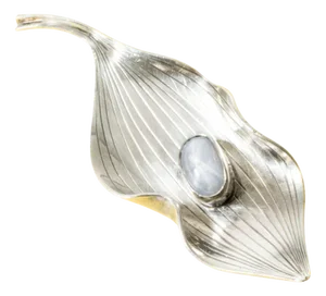 Silver and Chalcedony Brooch by Gertrud Engel, 1954