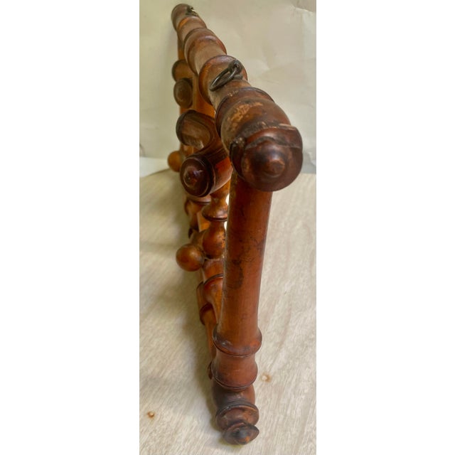 French Country Early 20th Century Cottage Country Rustic French Carved Faux Bamboo Hat & Coat Wall Rack Folding For Sale - Image 3 of 11