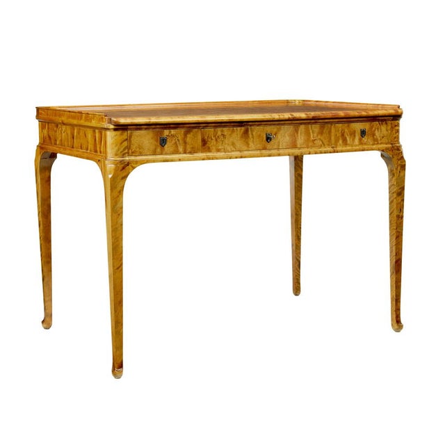 1910s Antique Swedish Birch Writing Desk, 1910 For Sale - Image 5 of 11