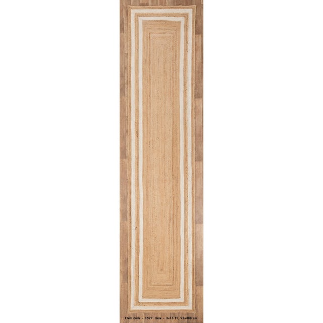 White Jute Braided Handmade Bohemian Runner - 2.5x16 Ft. For Sale - Image 10 of 10