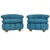 1980s Post Modern Biscuit Tufted Pair Turquoise Lounge Chairs, 1980 For Sale - Image 5 of 9