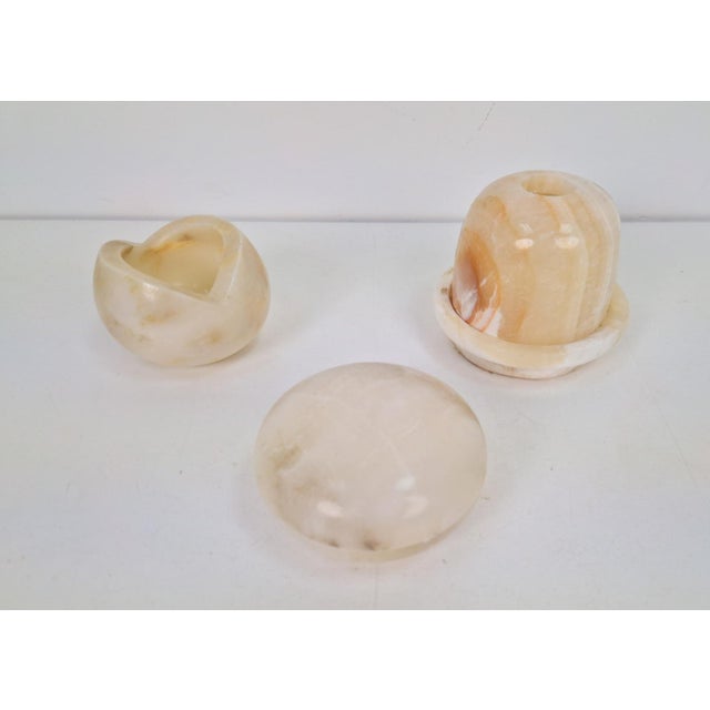 Alabaster Ashtray, Candleholder and Tray, 1970s, Set of 3 For Sale - Image 6 of 6