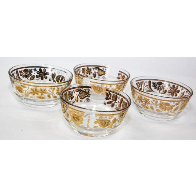 Culver Ltd 1960s Appetizer Bowls 22k Gold Leaf Set of 4 For Sale - Image 11 of 12
