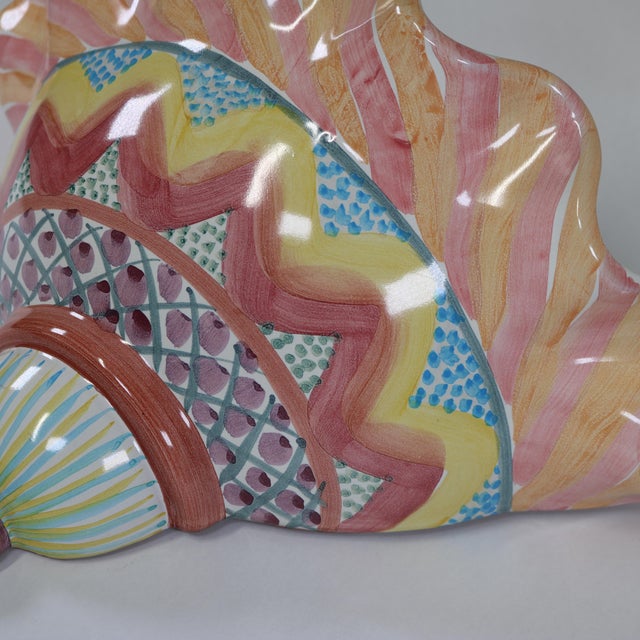 Late 20th Century Mackenzie Childs Wall Pocket Boho Chic Pastels in the Keukenhof Pattern For Sale - Image 5 of 9