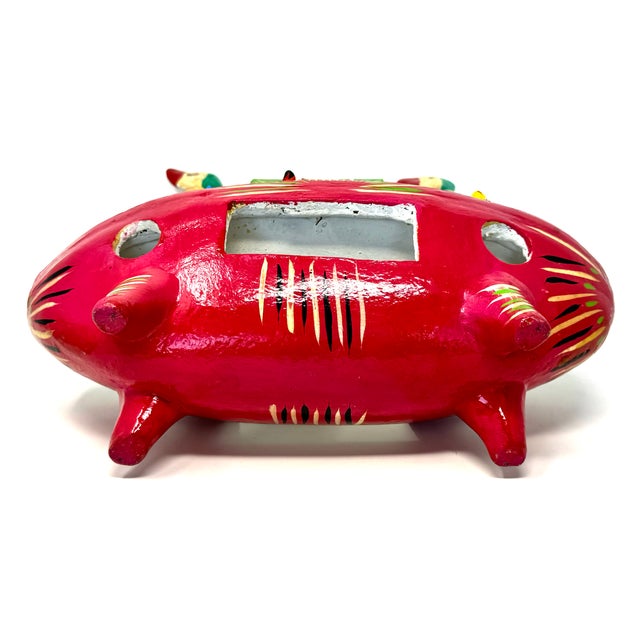 1980s Red Mexican Folk Art 'Noah's Ark' by Gerardo Ortega - 12.25" H X 12.5" L X 5.5" W For Sale - Image 10 of 10