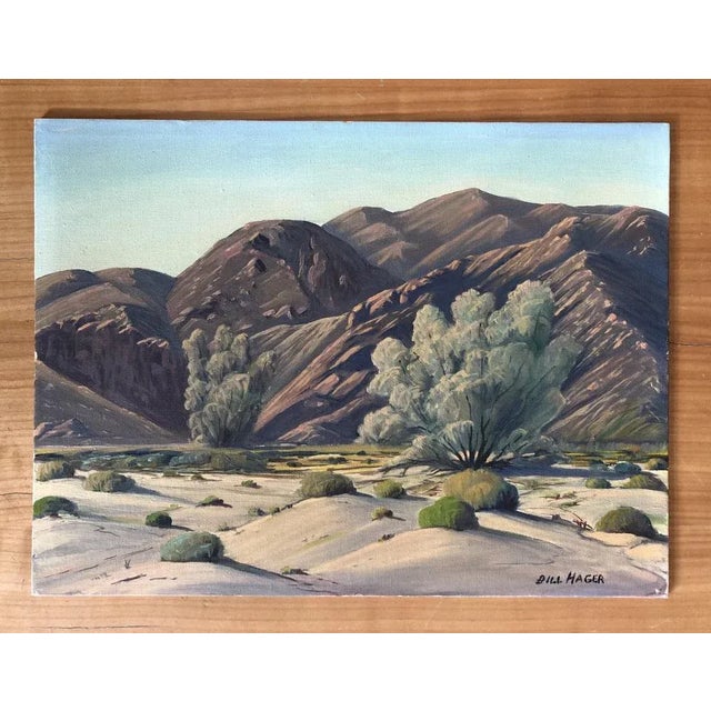 Bill Hager, Paysage de Palmsprings, Oil on Canvas on Cardboard, in Flawless conditions. Designed 1960 to 1969 This piece...