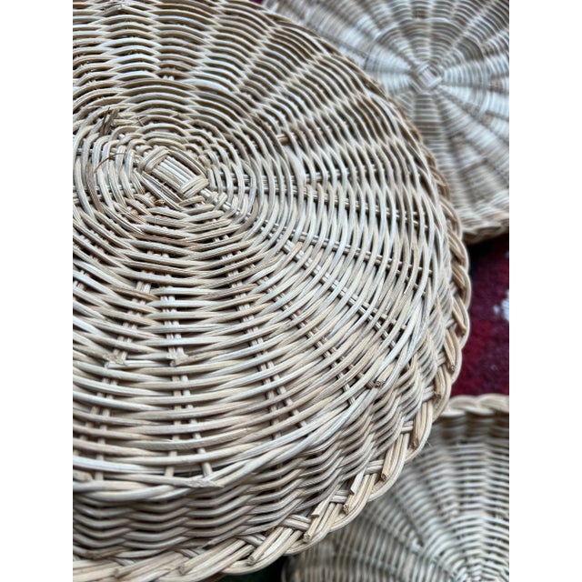 Rustic 1970s Vintage Wicker Plate Holders- Set of 14 For Sale - Image 3 of 6