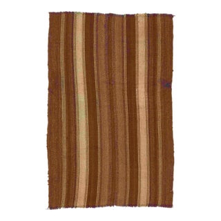 Small Vintage Brown Kilim Rug - 2`9″ X 3`11″ Ft For Sale