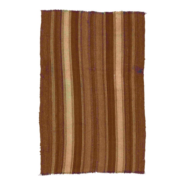 Small Vintage Brown Kilim Rug - 2`9″ X 3`11″ Ft For Sale