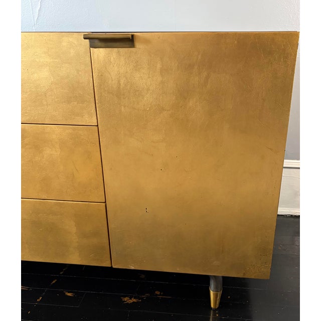 Brass 1960s Mid-Century Modern Aurum-Finished Solid Wood Media Credenza For Sale - Image 8 of 15