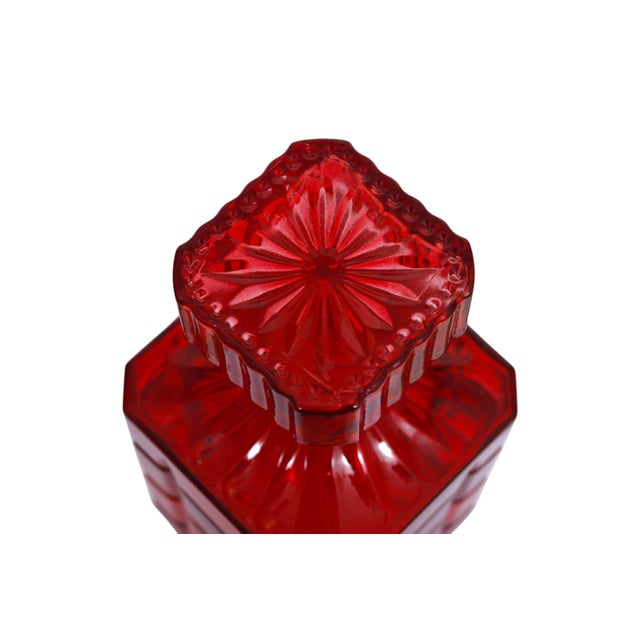 Godinger Godinger Radius Red Crystal Decanter For Sale - Image 4 of 6