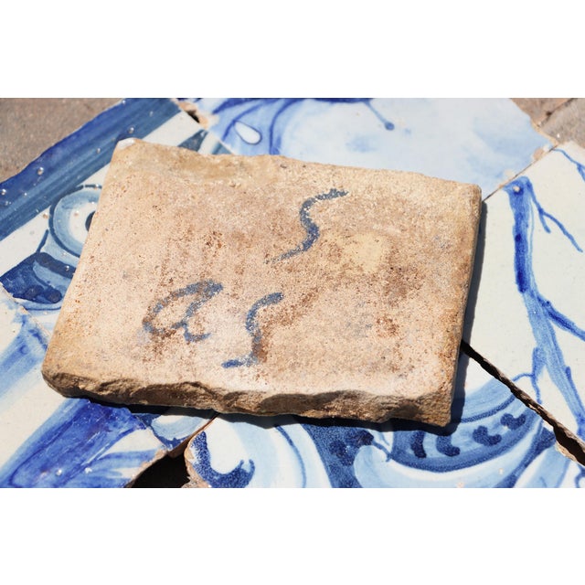 18th Century Antique Portuguese Baroque Tiles With Rococo Scrollwork & Landscape Details, Set of 6 For Sale - Image 9 of 9