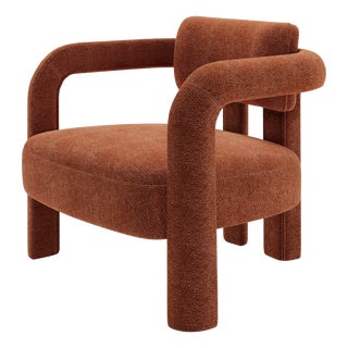 Double Arch Armchair in Orange Chenille from Insidherland For Sale