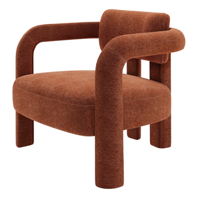 Double Arch Armchair in Orange Chenille from Insidherland For Sale