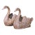 Pair of Mid-Century French Cast Metal Swan Garden Planters With Patina and Gilt For Sale